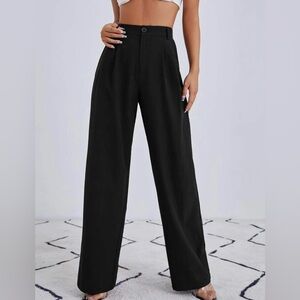 SHEIN Women’s Essnce Solid Zip Up Straight Leg Pants
